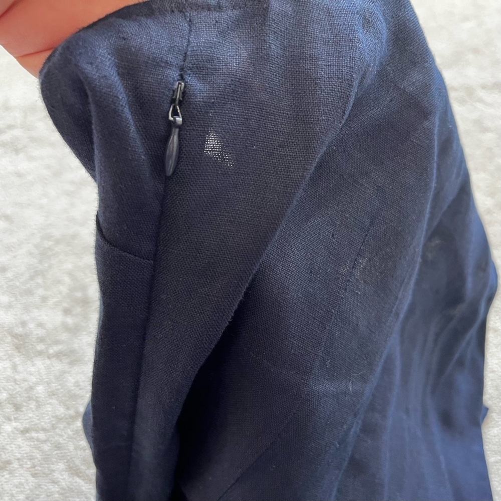 SAIL TO SABLE Linen Classic Sleeveless TUNIC DRESS Navy Turquoise Size XXS - Picture 6 of 11